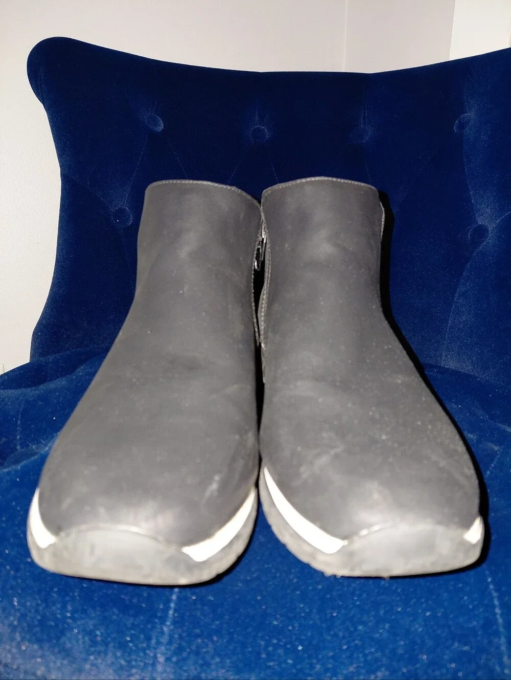 LifeStride Hope Black Felt Slip-On Ankle Booties 11W Cozy Minimalist Comfort